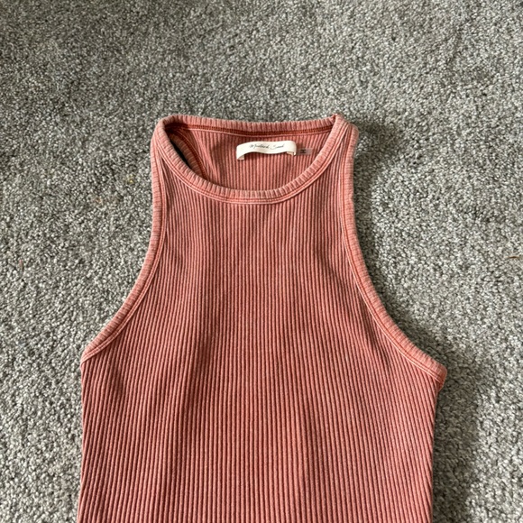 Mustard seed top womens large pink ribbed crop tank top casual‎ summer vacation - Picture 3 of 10